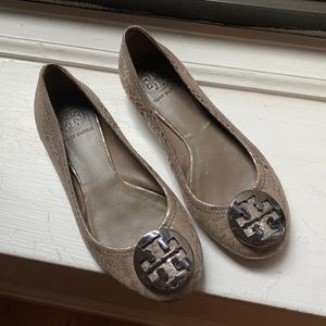 Taupe metallic Tory Burch ballet flats-7